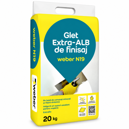 Glet extra-alb de finisaj Weber N19, 0-2 mm, 20 kg